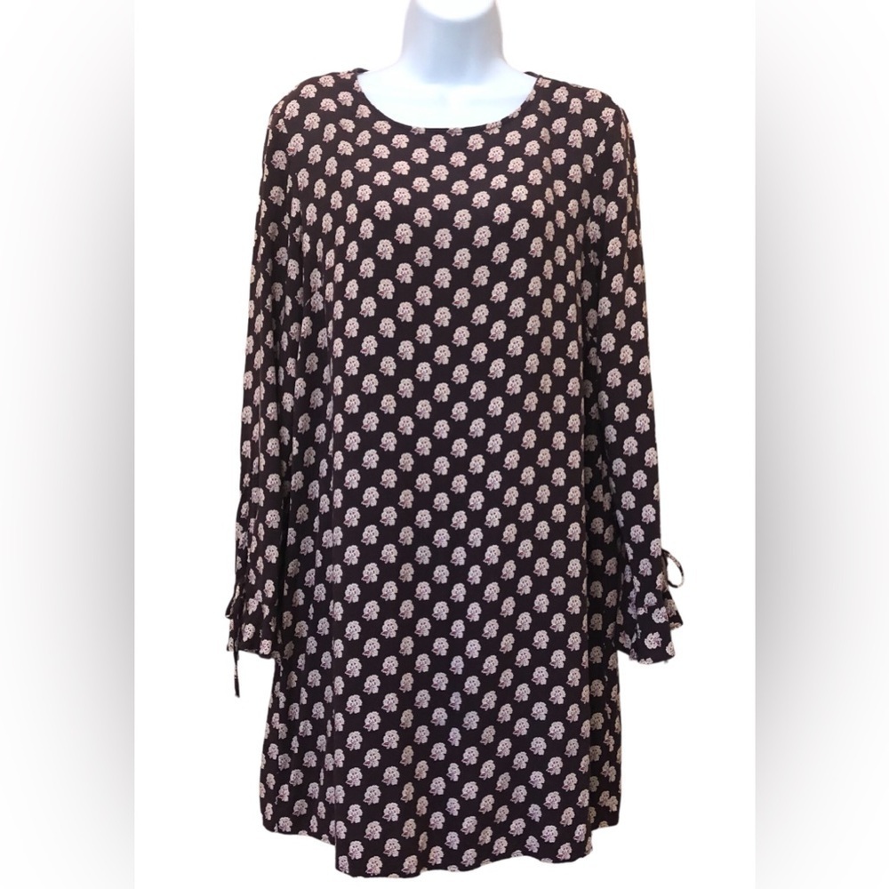H&M Women’s Ruffle Sleeve Floral Dress Size 8 Fall Harvest Plum Brown Mini EUC